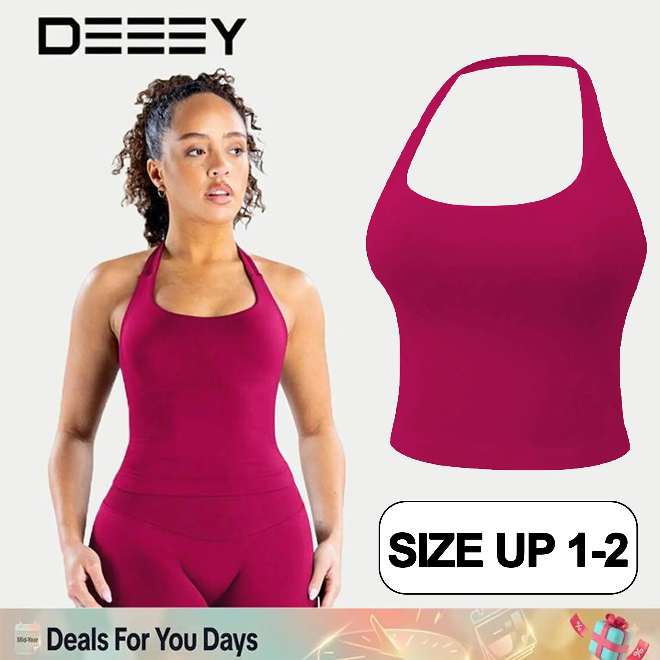[SIZE UP 1-2] DEEFY Impact Halter Top Gymwear Workout Fitness Yoga Seamless Halter Tanks Sportswear Backless Sports Women Activewear Gym Outdoor Tank Tops Pilates Outfits Gymswear