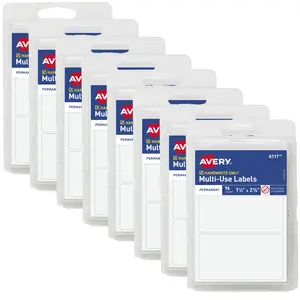 Avery Multi-Use Permanent Labels, 1.5" x 2.75", White, Non-Printable, 8 Packs, 608 Blank Labels Total (21924)