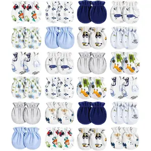 24 Pairs Newborn Baby Mittens No Scratch Mittens Soft Elastic Infant Baby Gloves for 0-6 Months Boy Girl