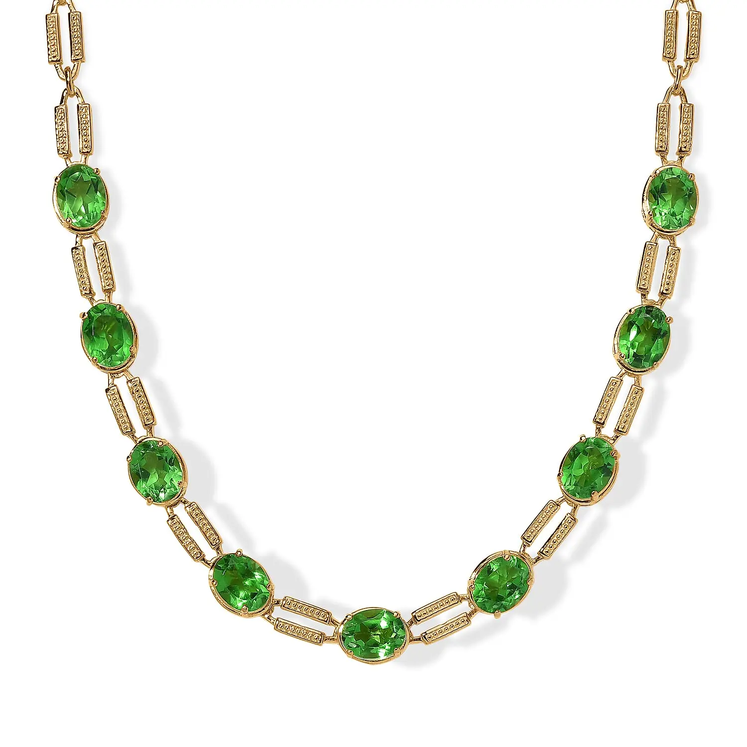 EverTrue Chartreuse Quartz Infinity Link necklace (18-20 Inches) in 18K YG Plated 20.00 ctw