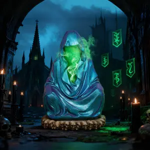 Premium Statue：Enchanted Wizard Backflow Incense Holder 2-in-1 Resin Burner with Color LED for Aromatherapy & Decor Ideal for Office Living Room Enhances Space Ambience Lotus Shaped Set