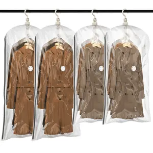 TAILI Hanging Vacuum Storage Bags Space Saver Bags, Set of 4 (2 Long, 2 Short), Clear Vacuum Sealer Bags for Clothing, Suits and Jackets, Closet Organizers and Storage Hangable