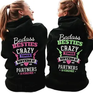 Couples Hoodie Best Friend , Besties Crazy Times Sisters Partners In Crime Matching Unisex Hoodie Pullover Couple style Unisex Gift for Birthday Christmas Valentine's Day Halloween