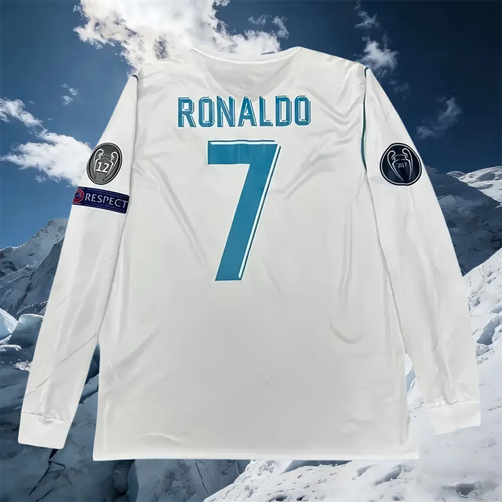 17–18 Home White No. 10 Ronaldo Long-Sleeve Soccer Jersey