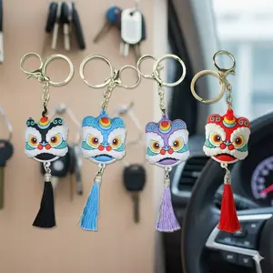 Soft Plush Lion Dance Keychain, New Year Keyring Ornament, Cute Mascot Bag Accessory, Traditional Lucky Charm, Cartoon Guardian Lion Fob, Perfect Festive Gift, Zodiac Animal Pendant, Mini Plush Toy, Lunar New Year Souvenir
