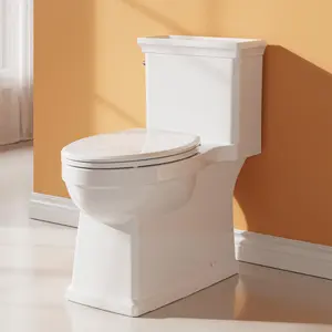 Garvee Toilet One-Piece, Water Efficient Dual Top Flush, Elongated Comfort Bowl, Soft Close Seat, White Ceramic Toilet, Easy Install, Modern Bathroom, 3/4.8l, Compact Sleek Design