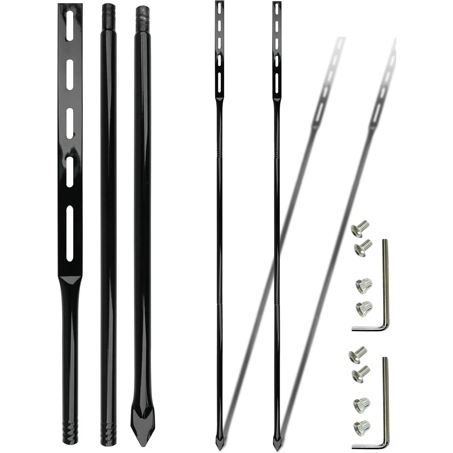 Heavy Duty Metal Sign Stakes with Mounting Hardware, Black Steel, 52 Inch Length, Ground  for Yard Signs, 2 Pack