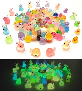 Mini   Figures to  100 count Luminous  Ducks Dinosaurs Dolphins Miniature Figurines Glow in the Dark for Fairy Garden Dollhouse  Landscape Aquarium Potted Party Favor Decor