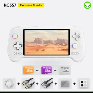 Anbernic RG557 Handheld Game Console【Buy 1 Get 1 HDMI Cable(8K)+1 Multi-Port Adapter+1 Type-C Cable+Joystick Cap*2 Pairs 】 Android 14 AMOLED Touch Screen 1080*1920 Dimensity 8300 Processor Octa-core CPU Six-axis Gyroscope Sensor Ready to Play Gift Package
