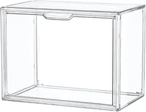 Clear Acrylic Display Case – Stackable Plastic Storage Bin with Magnetic Lid for Figures, Collectibles & Cosmetics, X-Large