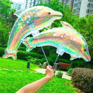 Colorful Dolphin Design Balloon, 1 Count Lovely Inflatable Balloon, Atmosphere Scene Layout Decoration Supplies for Birthday Party, Balloon Arch Decoration, Balloon Animals