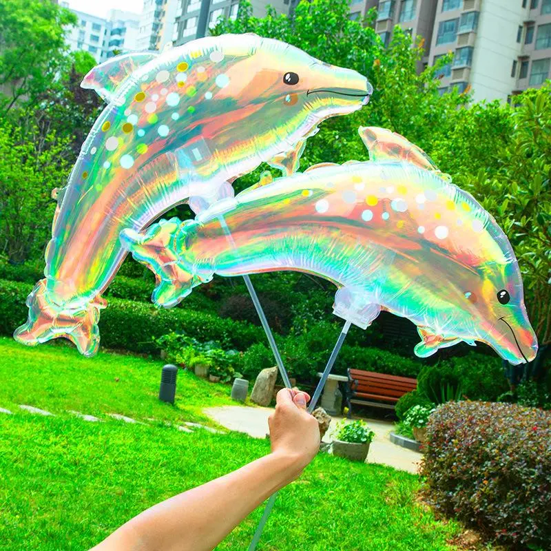 Colorful Dolphin Design Balloon, 1 Count Lovely Inflatable Balloon, Atmosphere Scene Layout Decoration Supplies for Birthday Party, Balloon Arch Decoration, Balloon Animals, Party Balloons