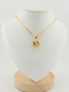 Virgen de Guadalupe Necklace, 14K Gold Plated Nugget Heart Pendant