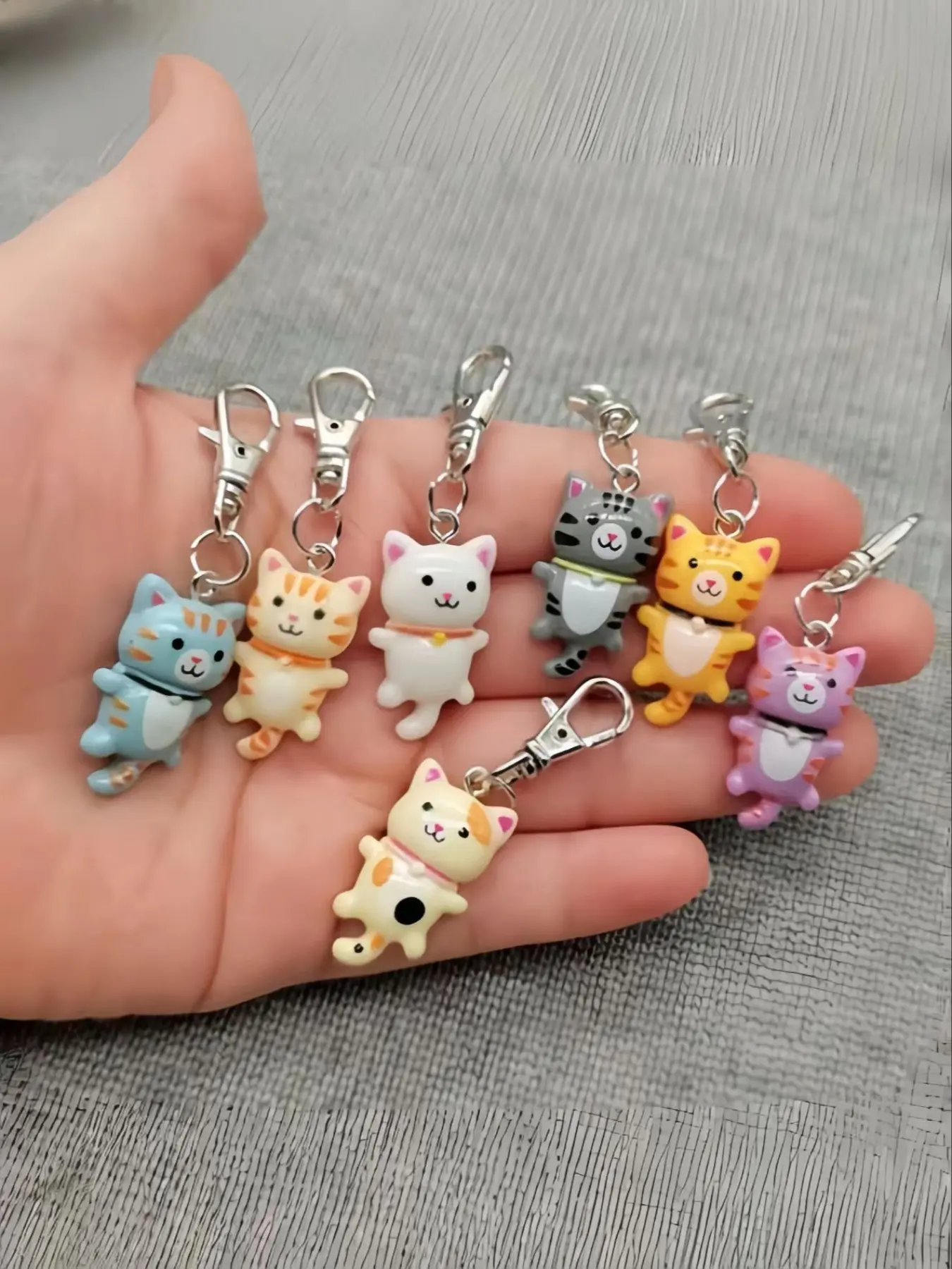 Cute Cat Design Keychain, Cartoon Animal Decor Keychain for Women & Men, Fashion Accessories for Bag & Car Key Decoration, Keychain Set, Keychain Kawaii, Cute Keychain Accessory