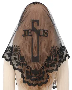 Bozidol Triangular Religious Veil-Catholic Church Simple Letter Cross Lady's Veil