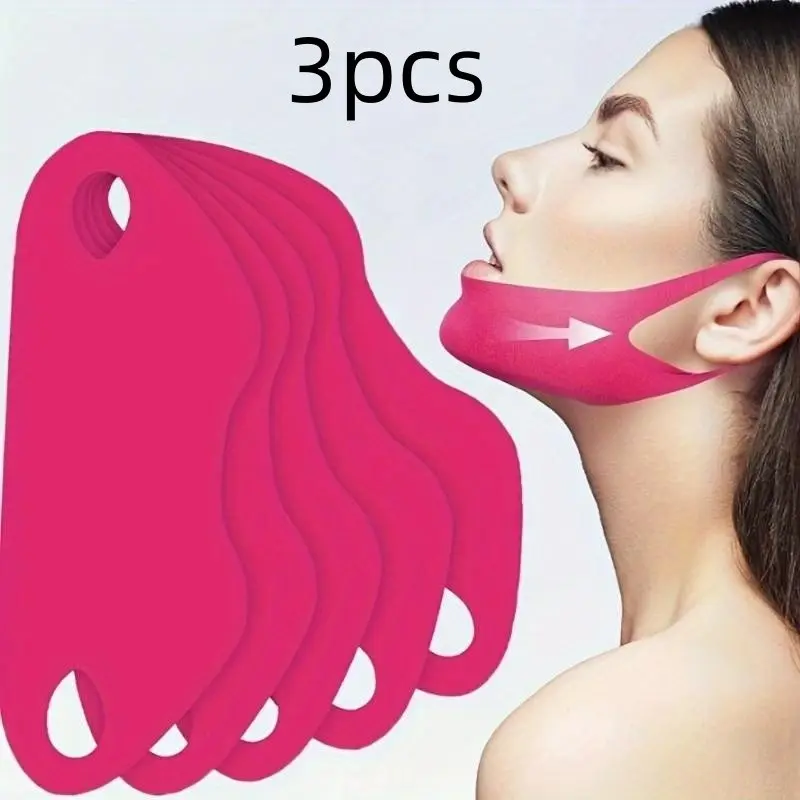 3-Piece Facial Lifting Bands, Face Lifting Strap, Dual Chin Trainer, Facial Sculpting Tool, Facial Beauty Instrument with Aloe Acid Collagen Mask, Viscose Fiber, Compact Design, Easy Maintenance
