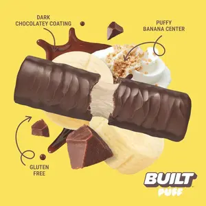 BUILT - Banana Cream Pie Puff Protein Bar, 17g Protein, 12 bar.
