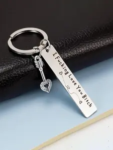 1pc Best Friend Keychain Charm for Women, Stainless Steel Key Chain Engrave I Fking Love You Bith Birthday Christmas Friendship Gift for Bestie Best Friends Female Bff