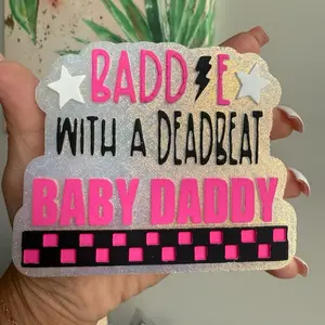 Baddie with a dead beat baby daddy car freshie air freshener checkered snarky