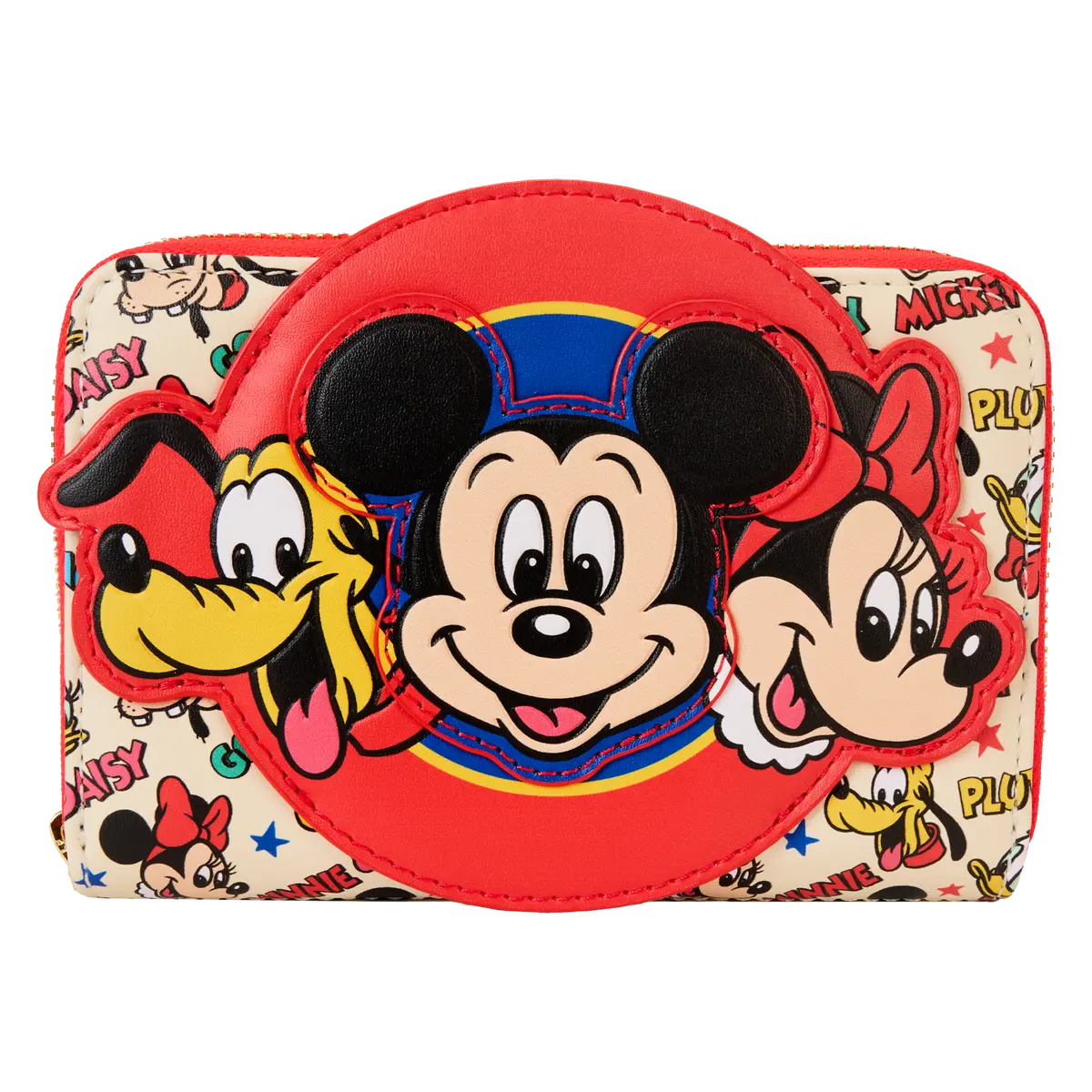 Mickey & Friends Classic All-Over Print Zip Around Wallet, Wallet Card Holder, Zipper Wallet Design