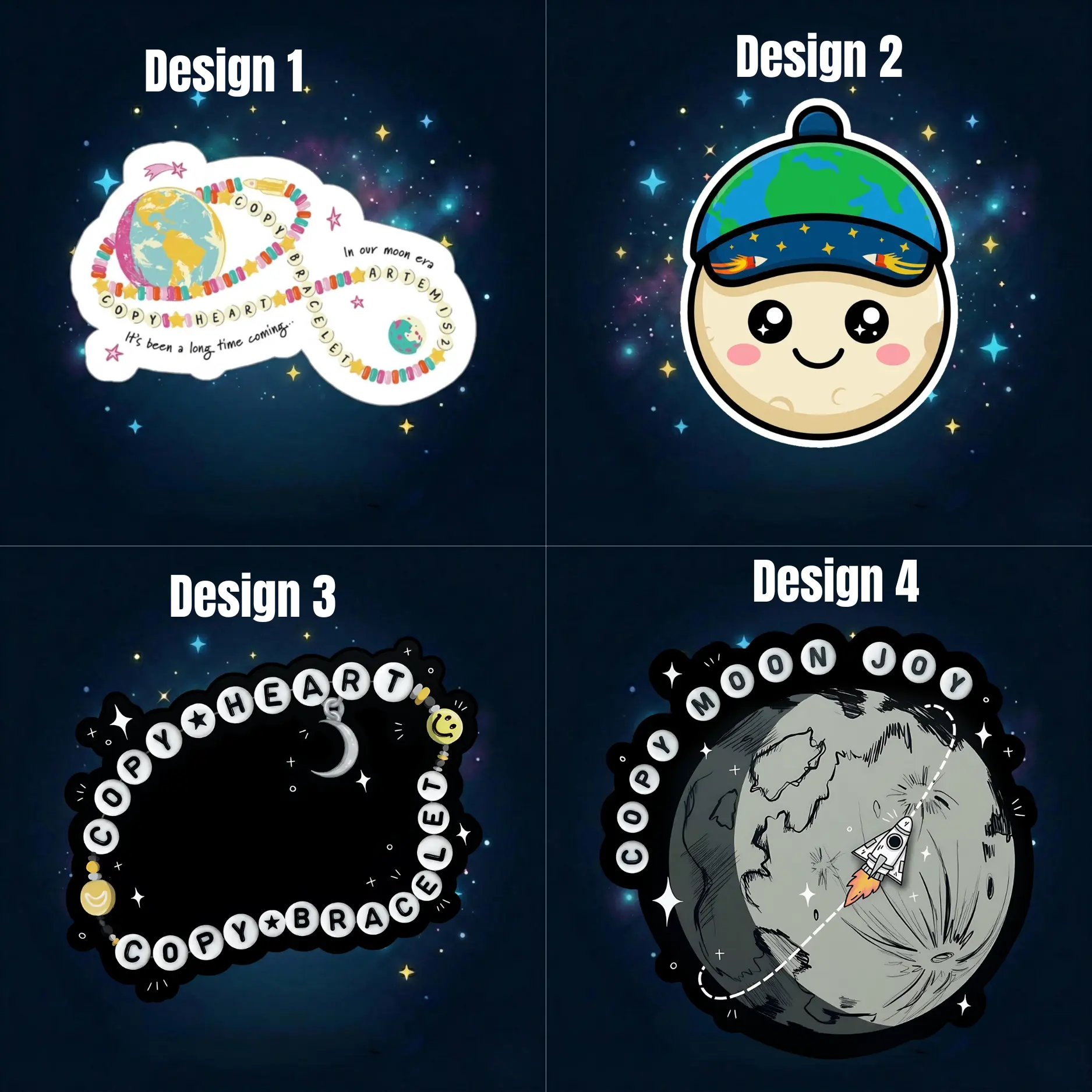 Copy Heart, Copy Bracelet, Artemis II NASA Mission Die-cut Sticker, Sticker Collection