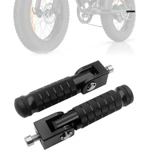 Ebike Foot Pegs Foldable, E-Bike Rear Passenger Footpegs M8 Universal, Fits Most Models with M8 (8mm) Install Bolts, CNC Non-Slip Rest Pedals