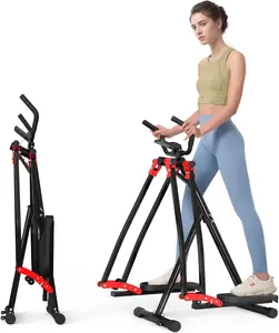 Foldable Air Walk Elliptical, 30" inch Long Stride Full-Body Cross Trainer Glide Exercise for Home Office with LCD Display