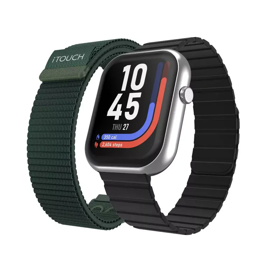 iTouch Air 5 Silver Case with 1 magnetic and 1 nylon strap Smartwatch Set