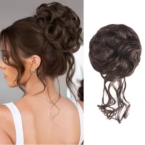 VOSILK Messy Bun Hair Piece Wavy Curly Synthetic Updo Chignon Fake Scrunchies Ponytail Extension for Daily Party Women