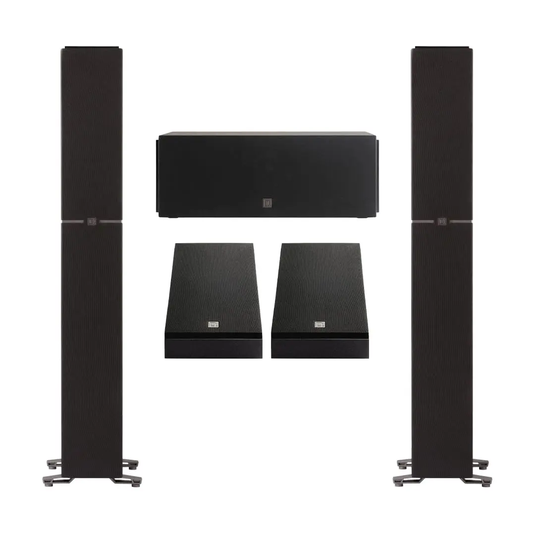 Definitive Technology Dymension 5-Channel Wired Compact Home Cinema Surround Sound System Bundle - 2 DM60 Towers, 1 DM10 Center, 2 DM95 Rear Component Speakers, Timbre-Matched Bass Reflex Subwoofers, 3xr Architecture, Wall Mount Compatible for Music Audio
