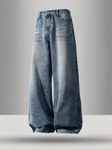 Men's Vintage Washed Wide Leg Denim Jeans, Casual Loose-Fitting Straight Leg Jeans, Y2K Street Style, All Seasons, Perfect Gift for Boyfriend