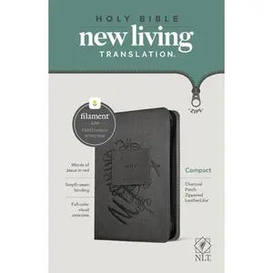 NLT Compact Zipper Bible, Filament Enabled (Leatherlike, Charcoal Patch, Red Letter) -- New Living Translation - Bible