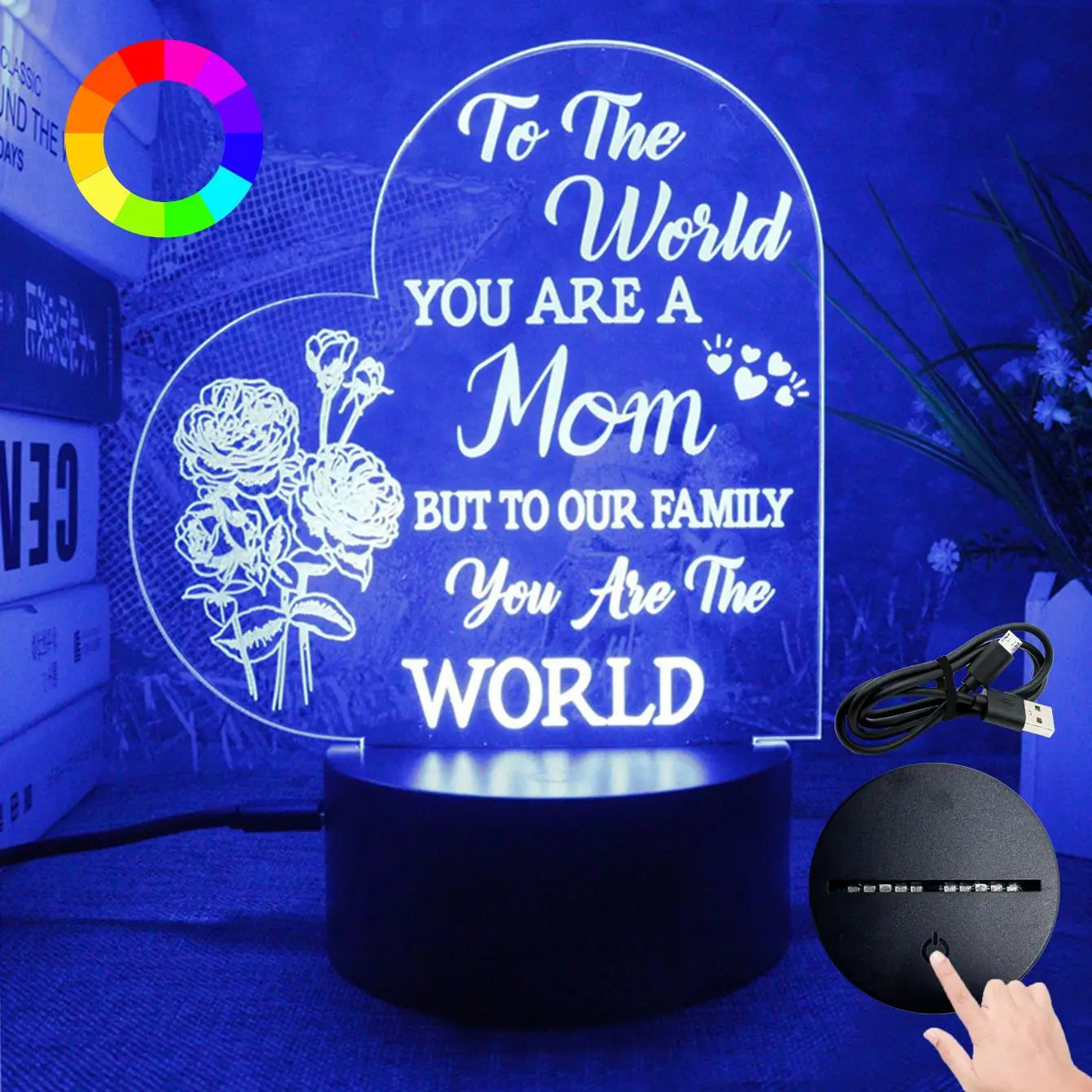 3D Heart Night Light, Creative 3D Visualization Table Lamp, Creative Decorative Light, Letter & Love Heart Design Bedside Lamp For Bedroom, Living Roo