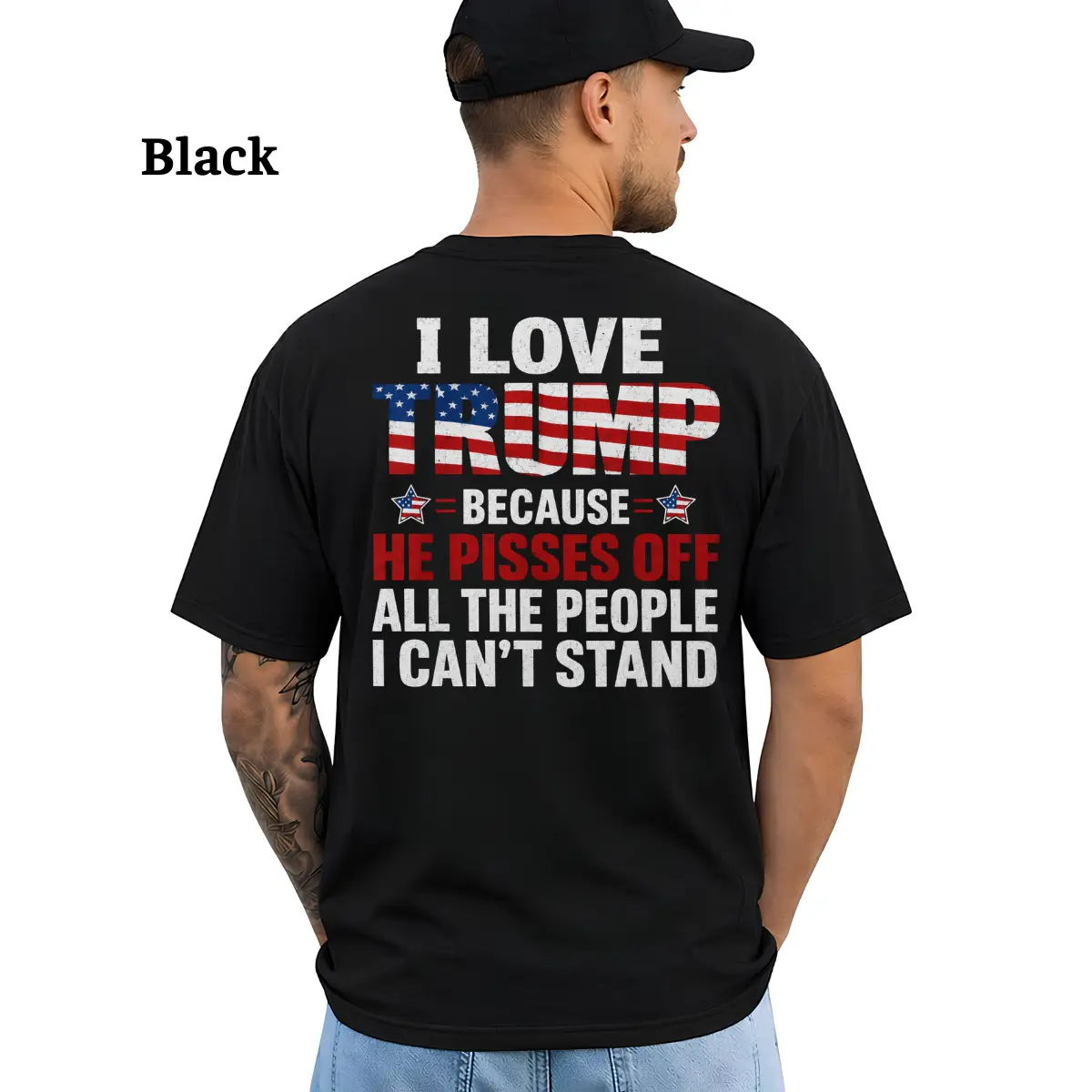 Funny Trump Supporter Graphic T-Shirt, I Love Trump Political Humor Tee, Conservative Patriotic Shirt, Republican Gift for Men, MAGA Fans and Patriots