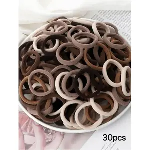 Simple Style Plain Color Elastics Hair Ties Set, Casual Versatile Ponytail Hair Accessories for Women & Girls, Minimalist Hairstyles Headwear Rubber Bands Suitable for Thick Hair, Pigtails, Fashionable Hair Accessories, Elastic Hair Accessory