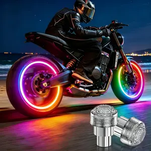 【2026 NEW】Universal RGB Neon LED Wheel Lights, Motion Activated Tire Valve Cap Glow for Motorcycles & Cars, Cool Aesthetic Night Safety Lights (2PCS), Ice Blue/Colorful