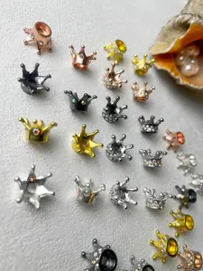 10pcs Alloy Rhinestone Crown Beads, 1.8cm Size, Perfect for DIY Jewelry Making Supplies, Elegant Style, Diy With Charms