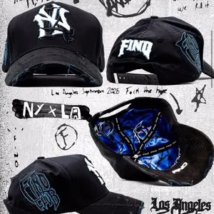 Fino Club NY LA -(con cubre polvos)with dust bag.Black Baseball Cap with NYLA Logo, Adjustable Fit, and Blue Interior