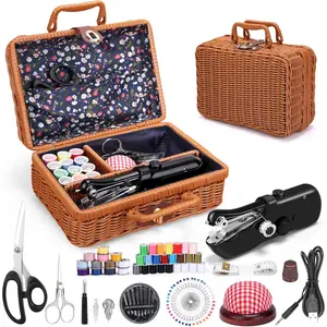 Sewing Machine, Quick Mini Sewing Machine with Sewing Basket with Sewing Supplies, Suitable for Clothes, Jeans, DIY, Home, Travel