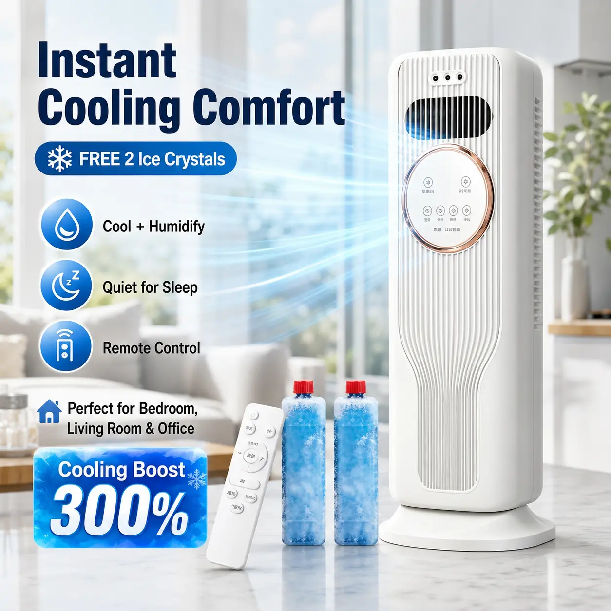 Cool Faster, Breathe Better – 2026 Evaporative Ice Crystal Fan, 2-in-1 Cooling Heater with Mist Humidifier and 2 Free Ice Packs,speed,office,rechargeable,multipurpose,misting,ventilador,handheld,multifunctional,clip,edifi,personal,camping cooler
