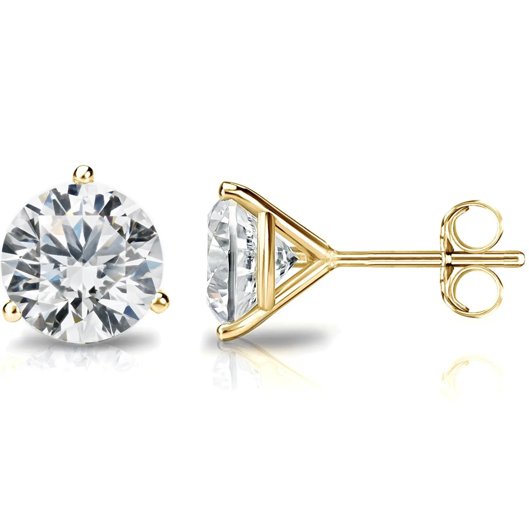 PAVOI 14K Gold Plated Sterling Silver Cubic Zirconia Stud Earrings for Women - Simulated Diamond CZ Earrings