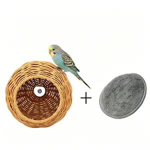 Premium Hand-Woven Bird Nest for Cage - Imitated Rattan Parrot Bed & Breeding Box - Breathable, Durable, Bite-Resistant, Easy to Clean