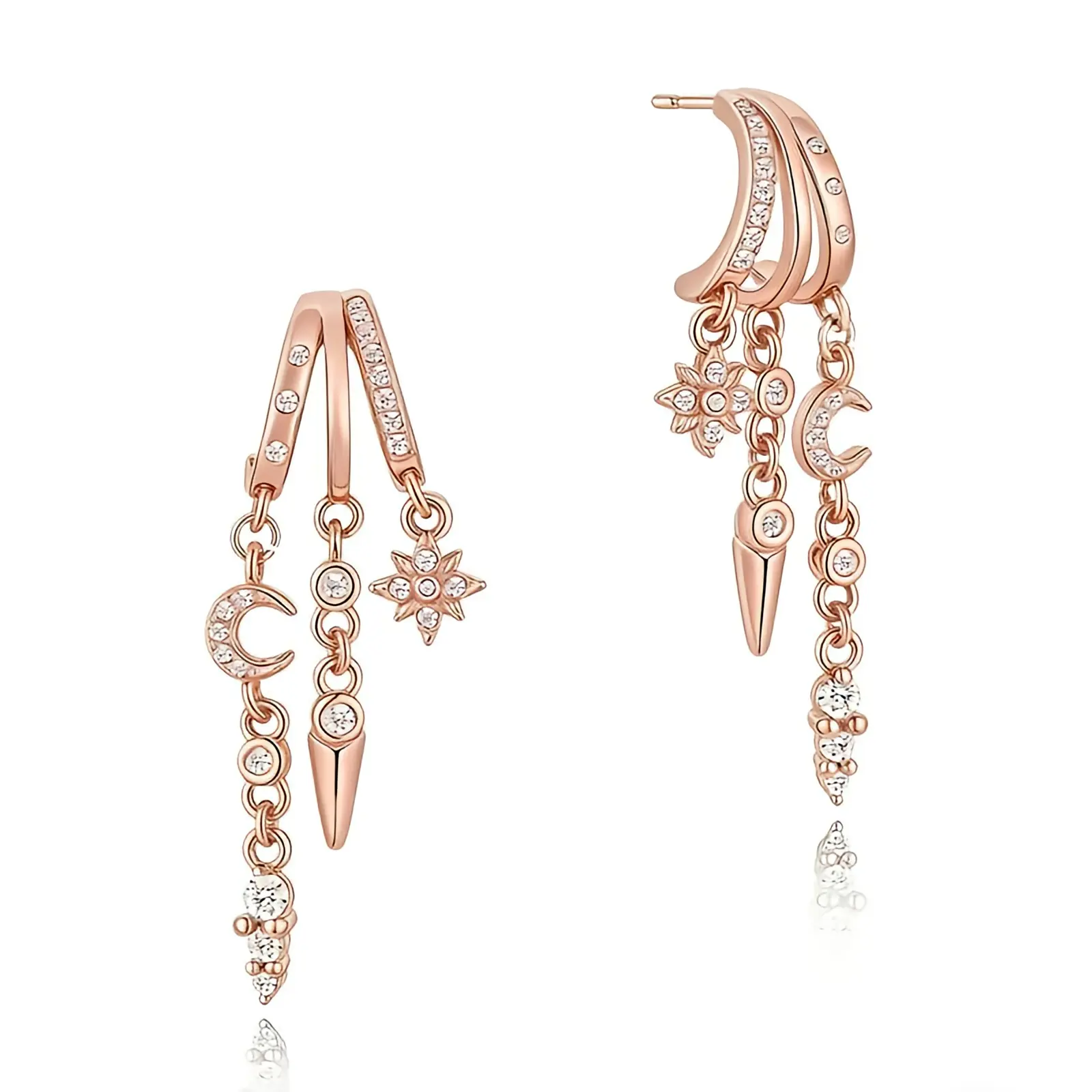 Trendy Triple Huggie Earrings for Women Dainty Dangle Small Hoops Statement Long Drop Chain Fashion Non Tarnish Jewelry ear cuff