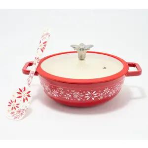 Temp-tations 3-Quart Cast Iron Cookware with Lid & Spoonula