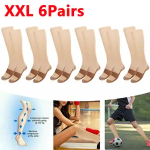 6 Pairs Copper Compression   Non-Slip Pilates Ankle   Socks, 20-30mmHg Graduated Support Socks for Men & Women, XXL Size (Sports & Outdoor Accessories)