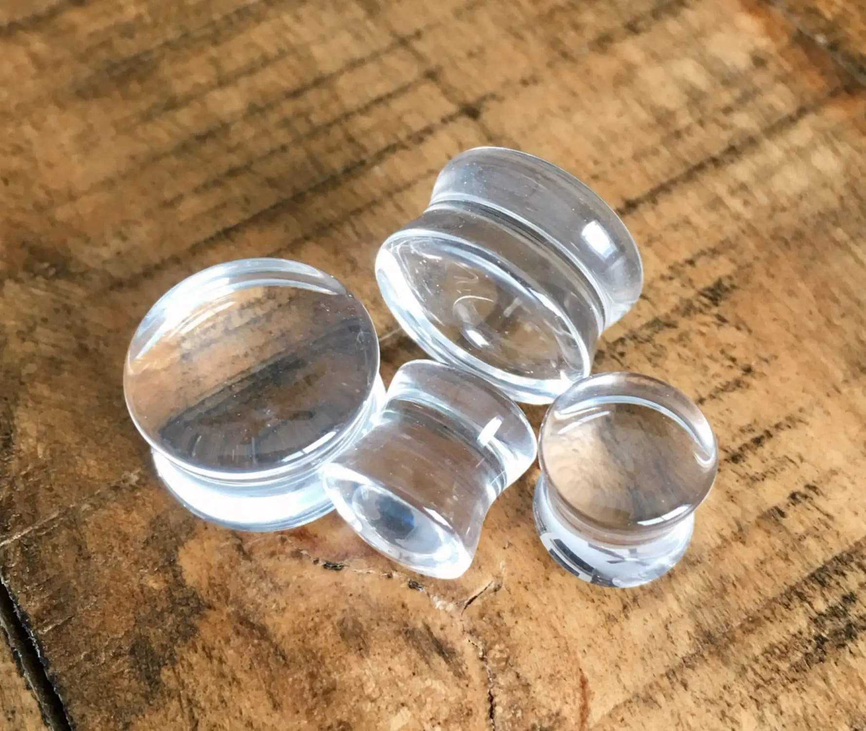 PAIR of Beautiful Clear Glass Double Flare Plugs - Gauges 0g (8mm) through 5/8" (16mm)