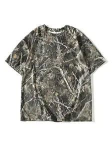 Women's Camouflage Print Round Neck Tee, Casual Short Sleeve Crew Neck T-Shirt for Summer, Fashion Women's Top for Daily Wear