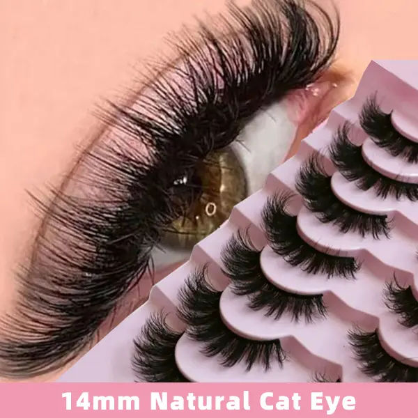 7 Pairs 14mm 3D Faux Mink False Eyelashes – Fluffy Natural-Look Multi-Pack, Separated False Eyelashes, Eyelash Extensions