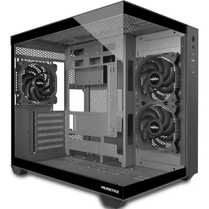 MUSETEX Y6 Black ATX PC Case with 3 Pre-Installed Non-LED Fans