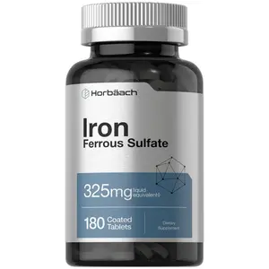 Horbäach Iron Ferrous Sulfate 325mg | 180 Count | Vegetarian, Non-GMO & Gluten Free Dietary Supplement